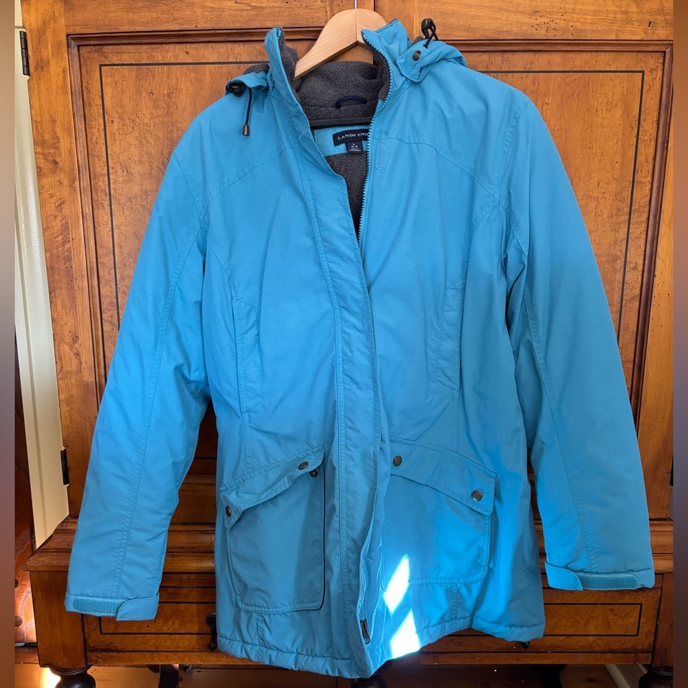 Lands' End Women's Teal Hooded Utility Jacket